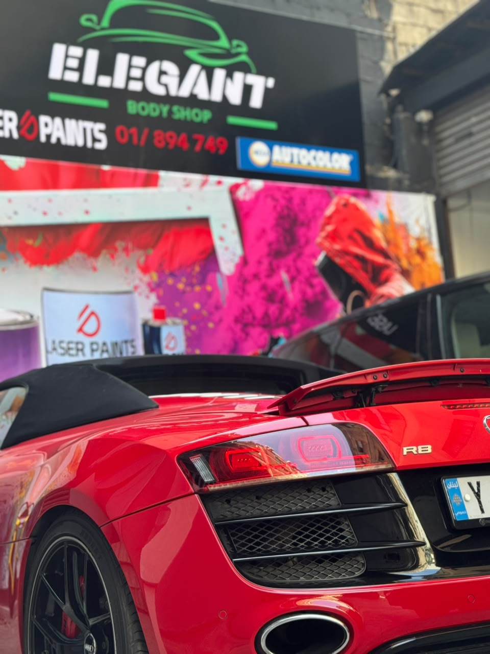 Red Audi R8 at Elegant Body Shop